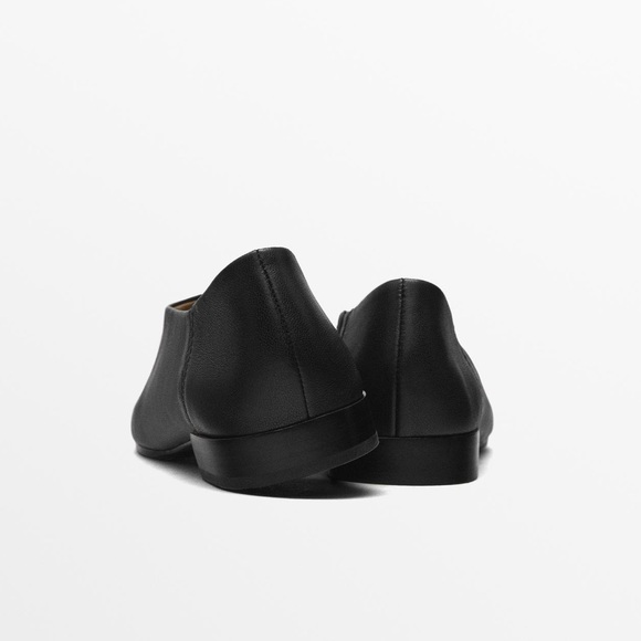 NWT. Massimo Dutti Black Leather Soft Round Toe Ballet Flats. Size 6,5. - Picture 6 of 8